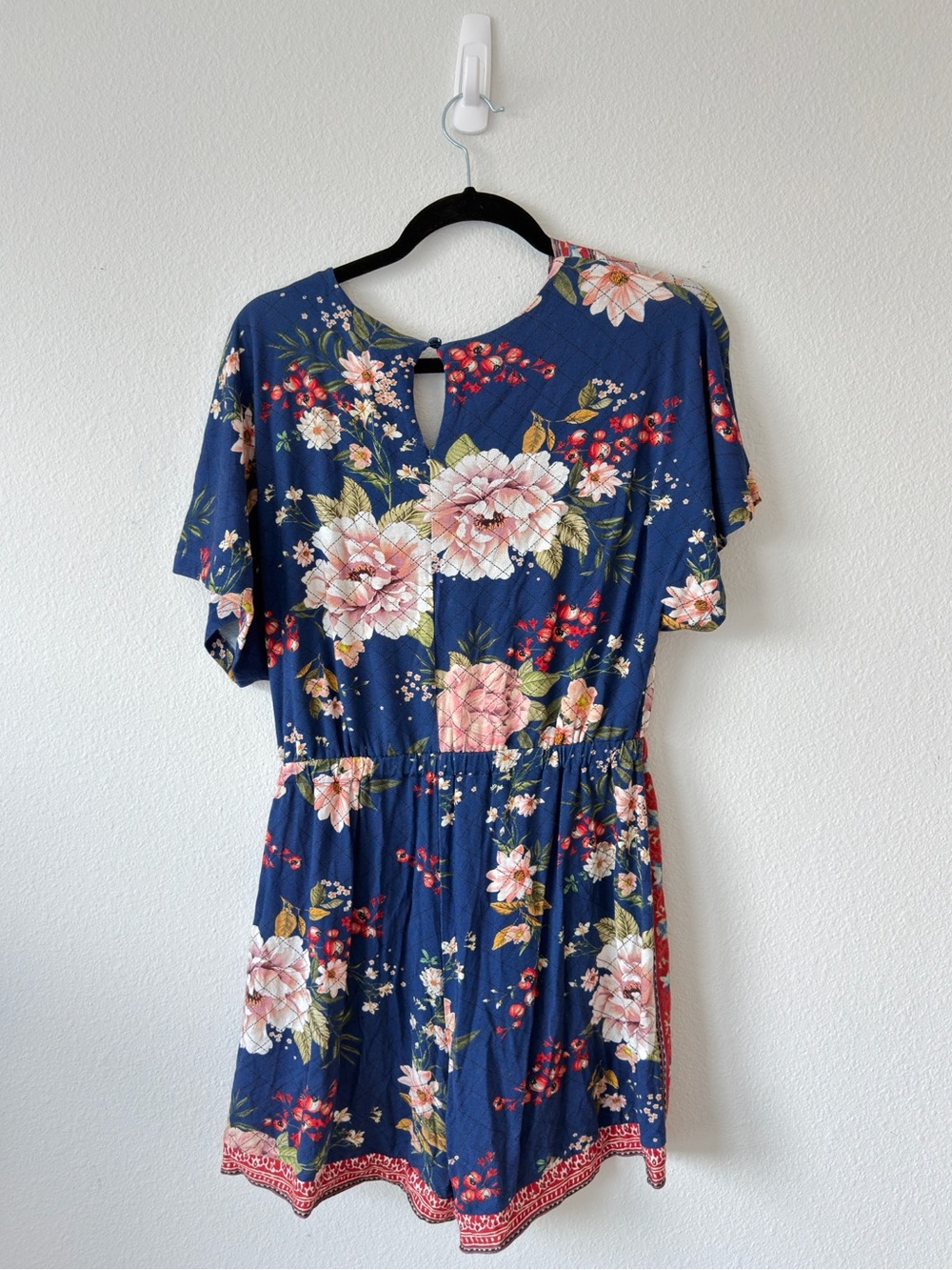 FARM Rio Navy Floral Romper with Pink & Cream Blooms - Picture 3 of 4